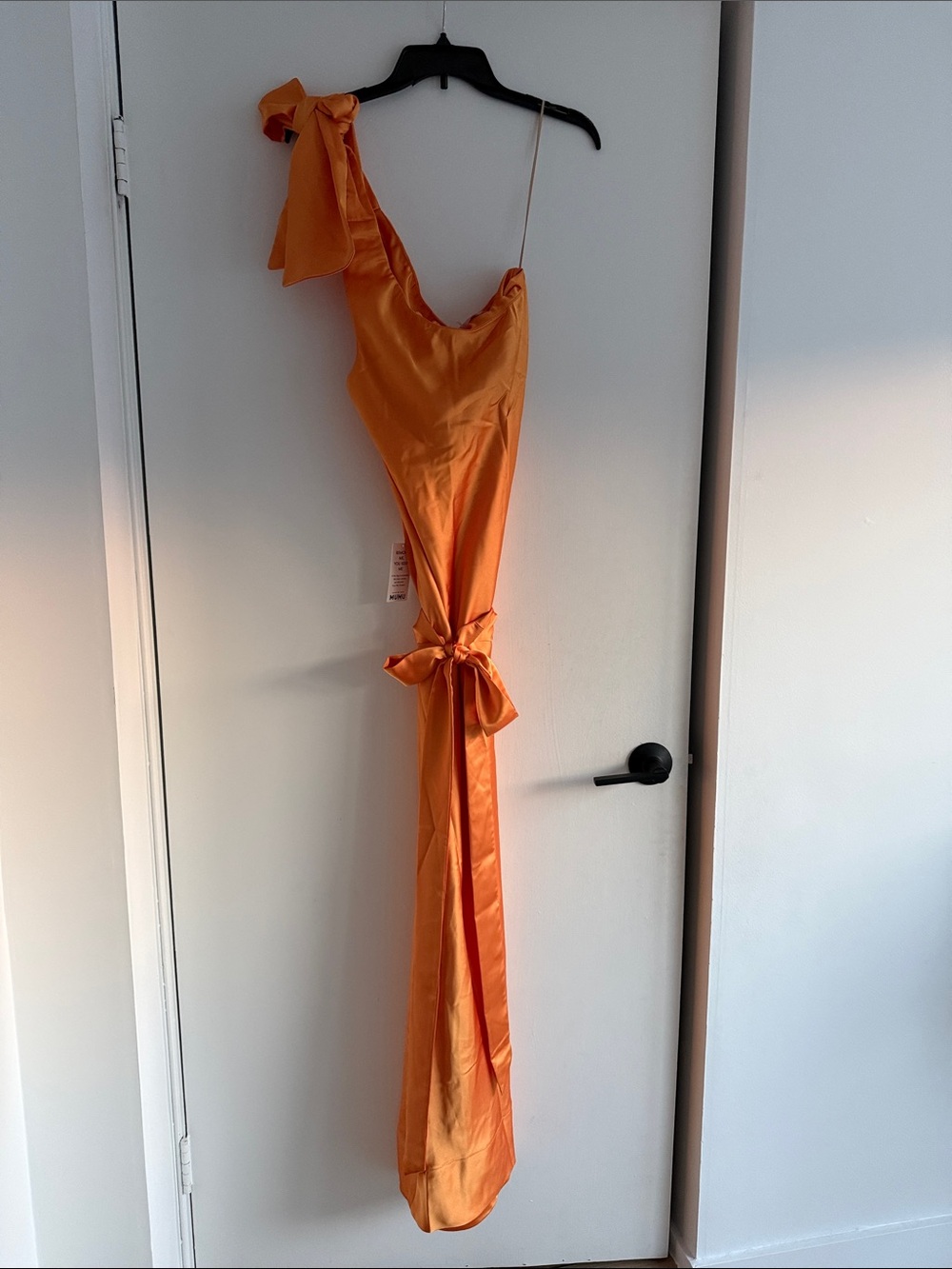Show Me Your MuMu One-Shoulder Satin Gown in Burnt Orange - Picture 3 of 5